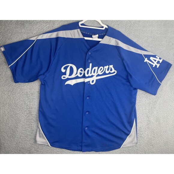 VTG 2008 Stitched Los Angeles Dodgers Jersey Mens 52 2XL Blue Gray Y2K MLB EUC - Picture 1 of 8